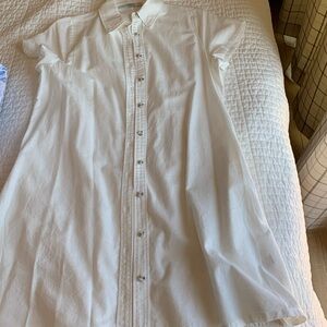 Subtle Luxury linen mother pearl button down dress